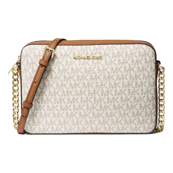 Bolsa Michael Kors Jet Set Large Printed Logo Crossbody Bag Vainilla