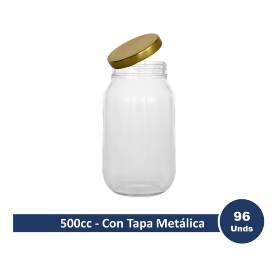 Envase Frasco Vidrio Bocón Twist Off 500cc Con Tapa Metálica