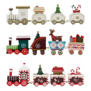 Decoración Navideña Escritorio, Tren Navideño Madera A Decoración Navideña Escritorio, Tren Navideño Madera A