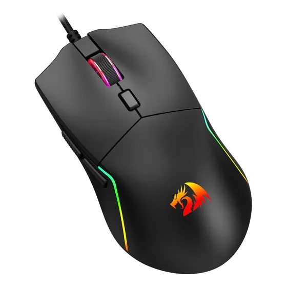 Mouse Gamer Redragon Naga Preto 10000dpi Com Led RGB Fio Usb Óptico Para Jogos