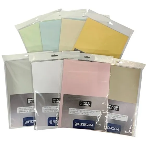 Paquete 10 Hojas A4 Cartulina Metalizada 250g Varios Colores