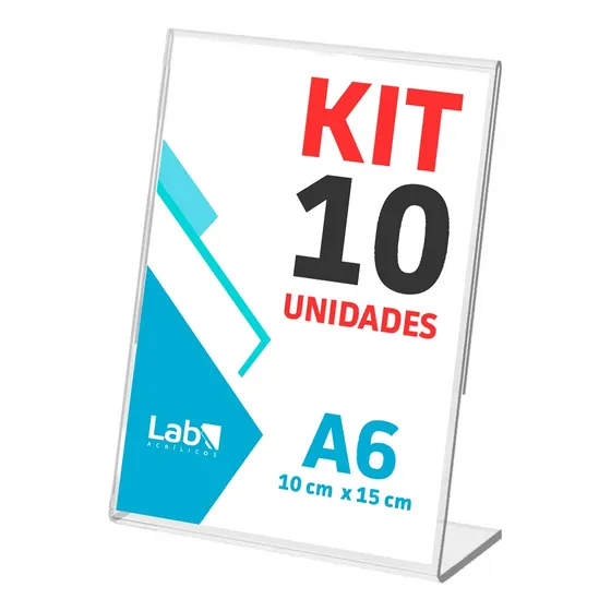 Suporte Acrílico Em L A6 15x10cm Para Mesas Kit/10
