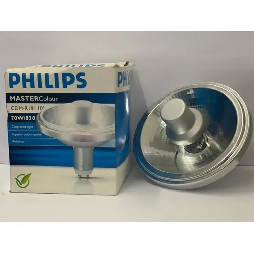 Lámpara metálica Philips Ar111 de 70 W, 10 g, 3000 K (br, cálida), gx8.5, color de luz blanco cálido, funciona solo con balasto
