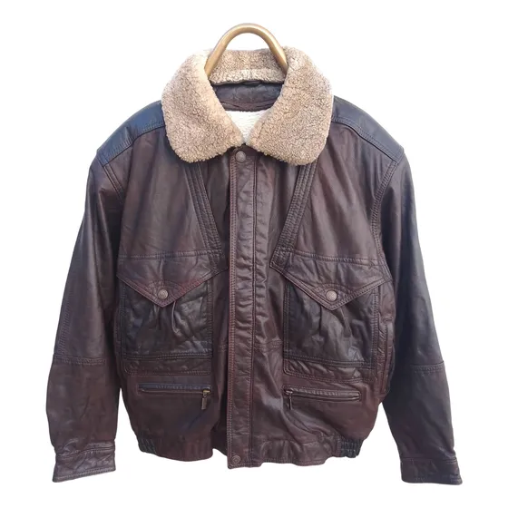 Campera De Cuero Vintage Paris Dakar Hombre Talle L