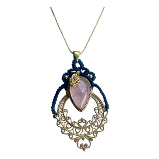 Collar Cuarzo Rosa Macrame Collar Cuarzo Rosa Macrame