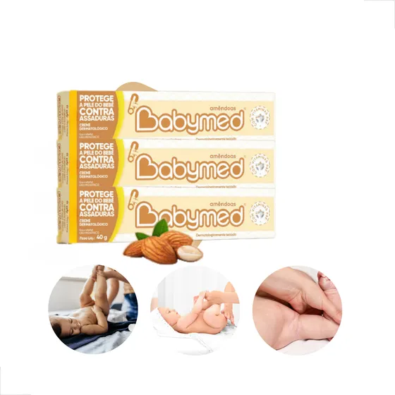 Kit 3 Creme Preventivo Para Assaduras Bebê Babymed Amêndoas