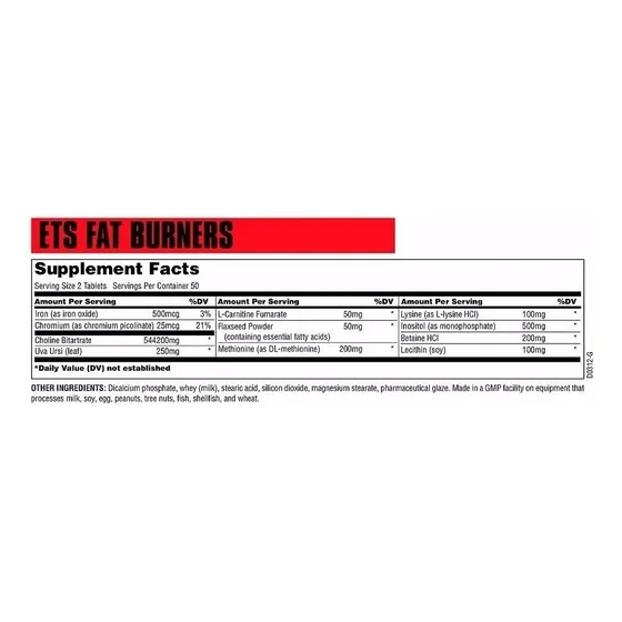 Fat Burners Ets X 100 Tabs. Universal Con Carnitina