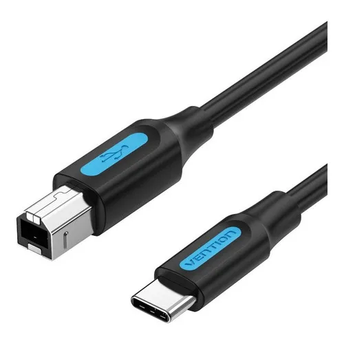 Cable Tipo C A Tipo B Vention Macho Impresora Escaner 2m Negro
