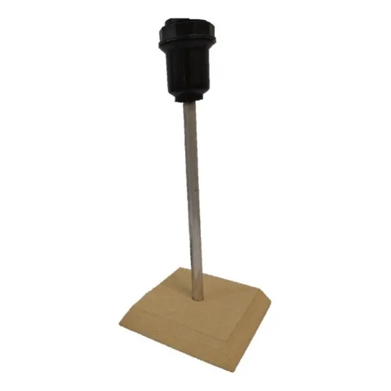 A Base Abajur 23cm Madeira Mdf Quadr Cru Fio Pto Bivolt 6150