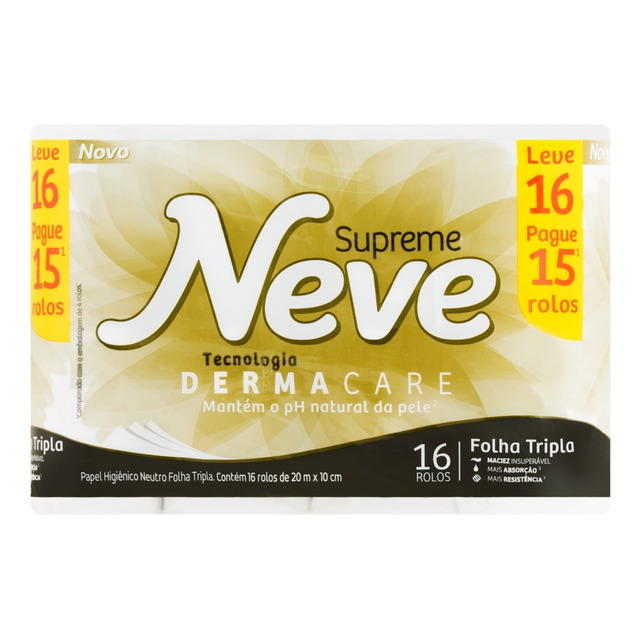 Papel Higiênico Neve Supreme Folha Tripla 20 M De 16 Un Papel Higiênico Neve Supreme Folha Tripla 20 M De 16 Un
