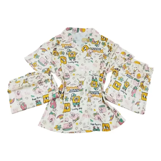 Pijama Manga Corta Con Botones Pantalon Largo 