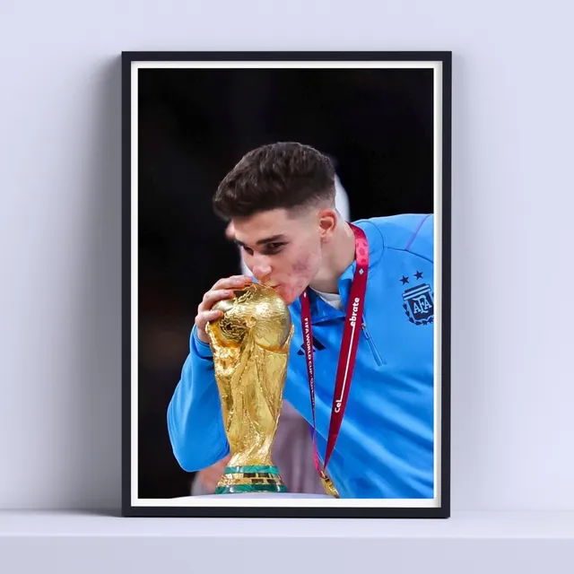 Cuadro Julian Alvarez Mundial 30x40cm Deco Listo P Colgar