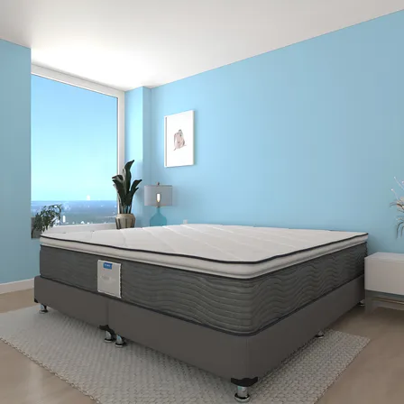 Colchón King Size Restonic Tecnologia Fresh Foam De Alta Densidad Azul/gris