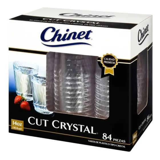 Vasos Desechables Chinet Tipo Cristal 436 Ml  84 Piezas