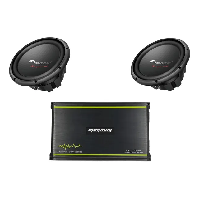 2 Subwoofer Pioneer 1600w 2 Bobinas + Magnum R1000x Clase D