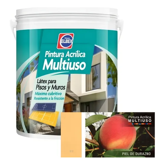 Pintura Multiuso Pisos - Elbex 1lt - Piel De Durazno Acabado Mate
