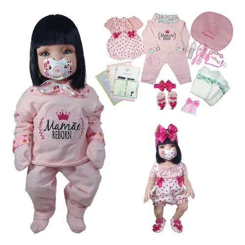Boneca Mamãe Reborn Bebê reborn Pijaminha Luxo | Frete grátis