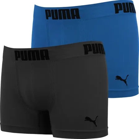 Kit 2 Cuecas Boxer Puma Poliamida Sem Costura Box Original 1 Chumbo 1 Azul M - 42 A 44