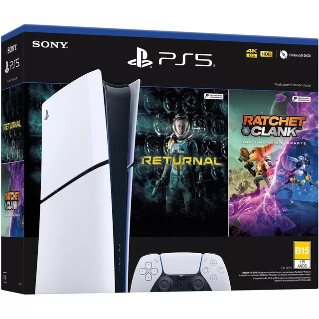 Sony PlayStation 5 Slim Digital 1TB Bundle con 2 Juegos Digitales CFI-2015