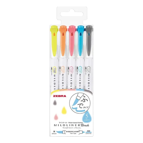 Caneta Zebra Mildliner Brush Pens (original)