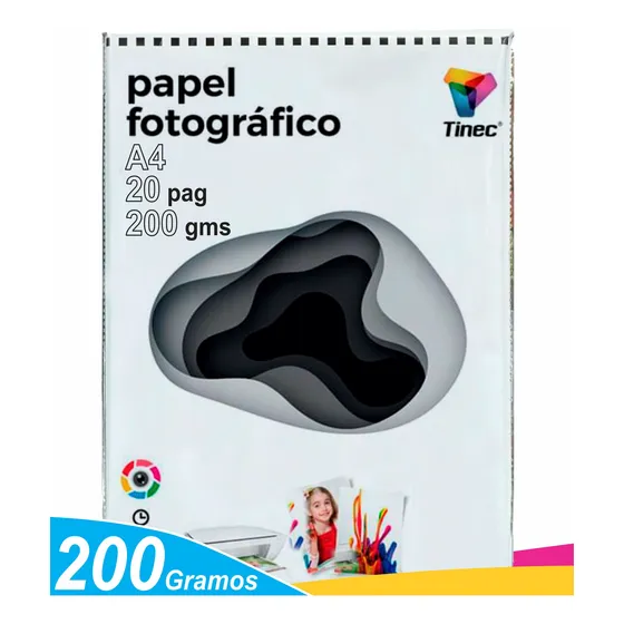 Papel Fotográfico 200gms Tinec A4 20hojas Alta Resolución 
