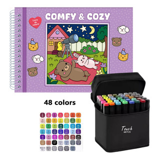 Bobbie Goods Livro Colorir 50 Folhas Kit Caneta Touch 48cor Bobbie Goods Livro Colorir 50 Folhas Kit Caneta Touch 48cor