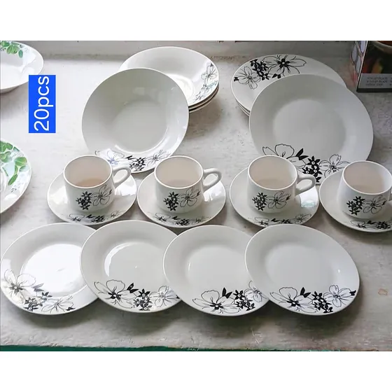Juego De Vajilla Lotus Cocina 20 Piezas Cerámica Verde