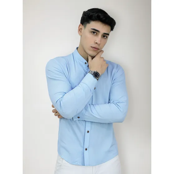 Camisas Cuello Neru Para Hombre | Manga Larga | Algodon 