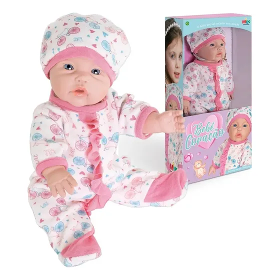 Boneca Bebê Coração Milk Brinquedos