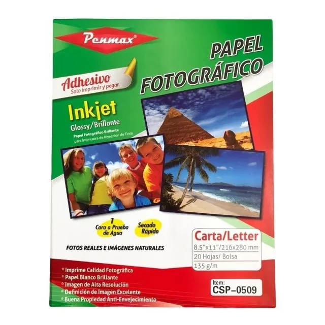 Papel Fotografico Glossy Adhesivo Brillante Penmax 135g X50