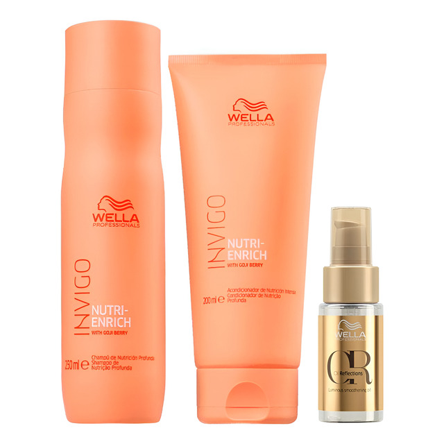 Kit Wella Pro Invigo Enrich Sh 250 Ml + Cd 200ml + Oil 30 Ml