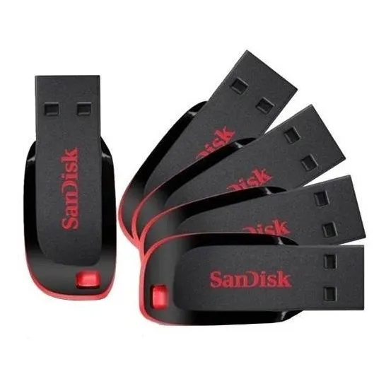 Kit 10 Memoria Usb Sandisk 16gb Cruzer Blade 2.0 Negro/rojo