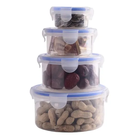 Juego 4 Contenedore Plástico Con Tapa Envase Para Alimentos