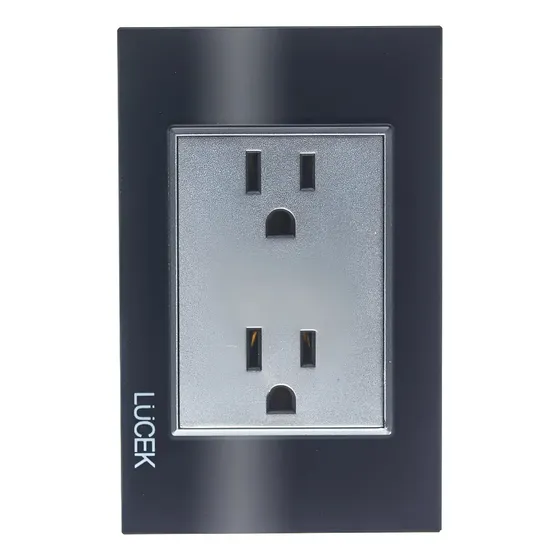Placa Con Contacto Duplex Lucek Cristal 16 A 250v Negro