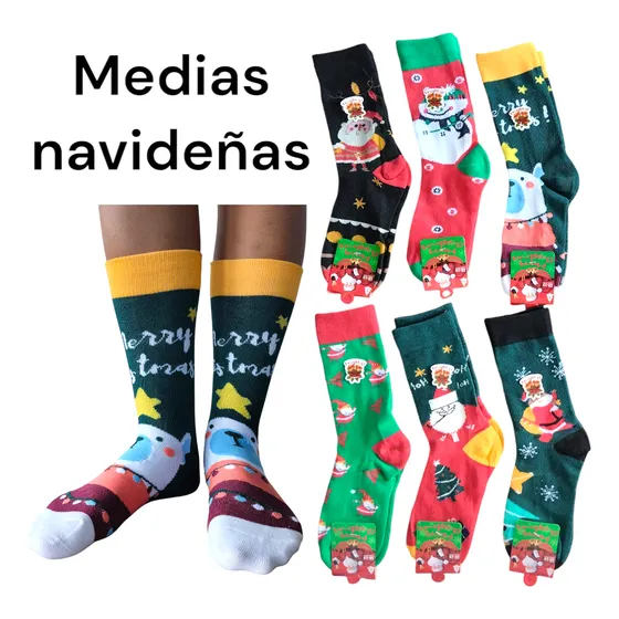 Medias Largas Navideñas Unisex (12 Pares)