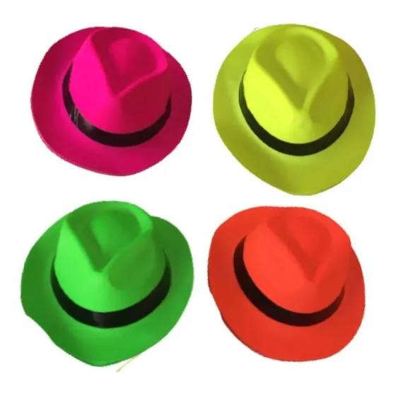 10 Gorros De Plastico Cowboy Tanguero  Flúo Guapo Cotillon