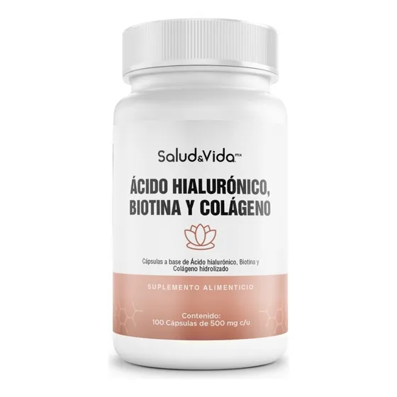 Biotina + Ácido Hialurónico + Colágeno Hidrolizado - Suplemento Con 100 Cápsulas - S&v