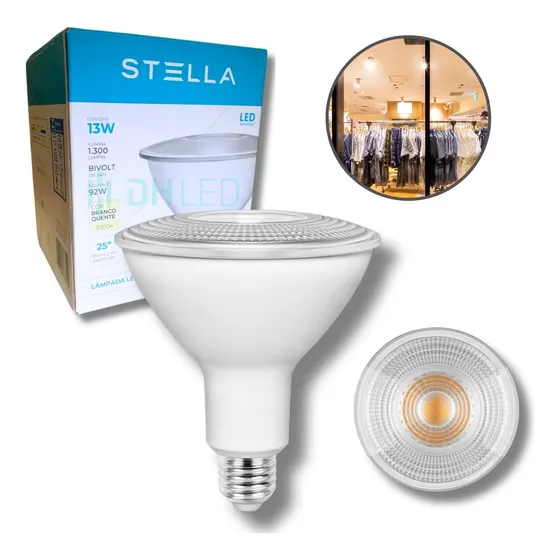 Kit 6x Lâmpada Led Eco Par38 13w 25º Stella 3000k Sth9035/30