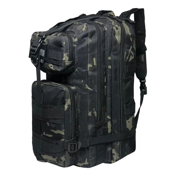 Mochila Táctica Grande Bigbro Kossok 39 Litros Viajes, Moto Color Camuflado Verde Diseño De La Tela Liso