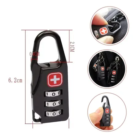 Kit 2 Cadeado Com Senha Código Seguro Para Mala E Mochila Preto