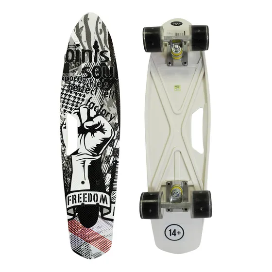 Patineta Skate Con Luces Para Niños 4 Ruedas Penny Chicos Color Negro Libertad