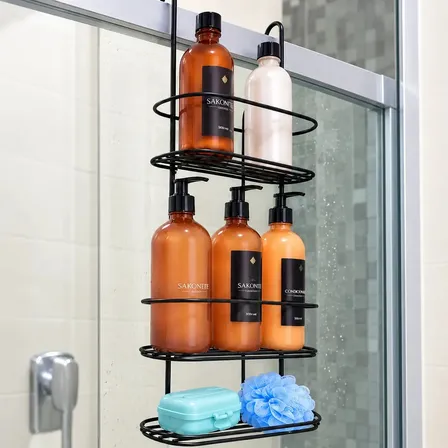 Suporte Porta Shampoo 3 Andares Preto Linha Luxo Para Box