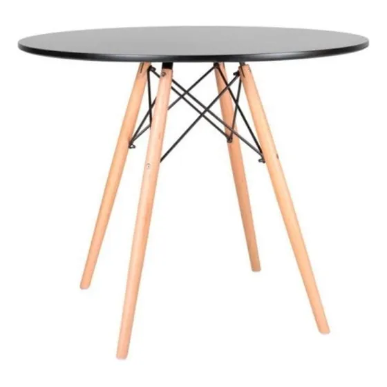 Mesa Jantar Redonda Charles Eames Eiffel Merlink 90cm Cor Preto