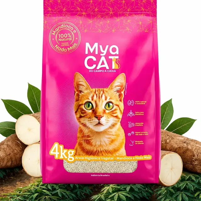 Areia Mandioca Gatos Sanitária Higiênica Biodegradável 4kg