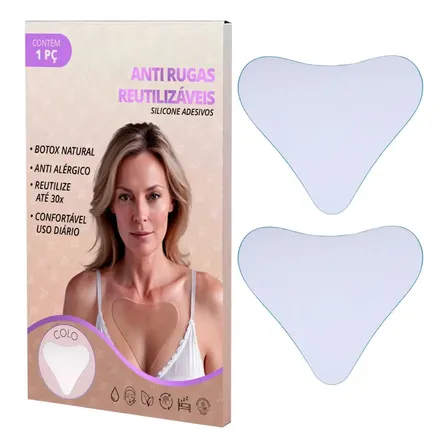 2 Silicone Adesivo Anti Rugas Para Colo Triangulo Peito 30x