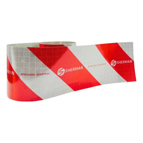 Faixa Refletiva Auto Adesiva Sherman Parachoque 2.40m X 10cm Cor Vermelho Listrado