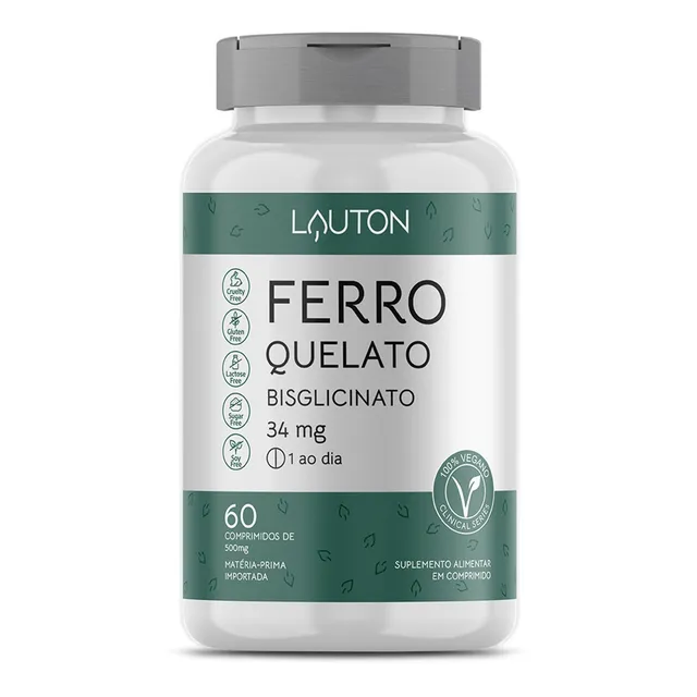 Ferro Quelato Bisglicinato 34mg Lauton 60 CPS