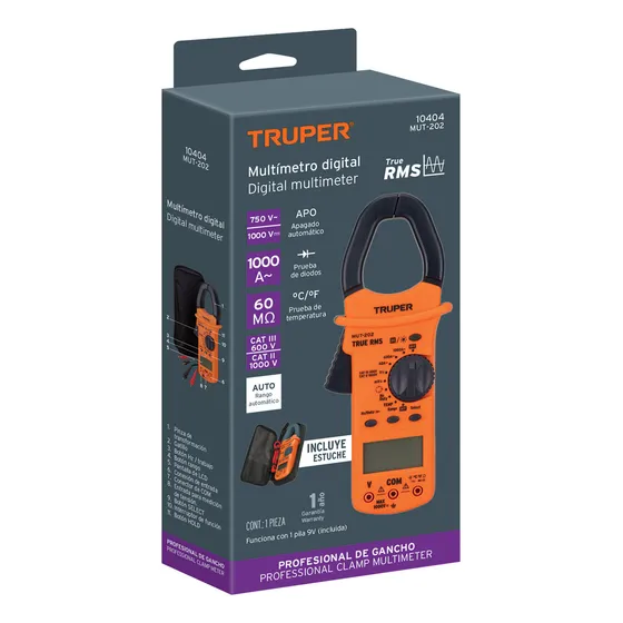 Pinza Amperimétrica Digital Tester Multímetro Truper