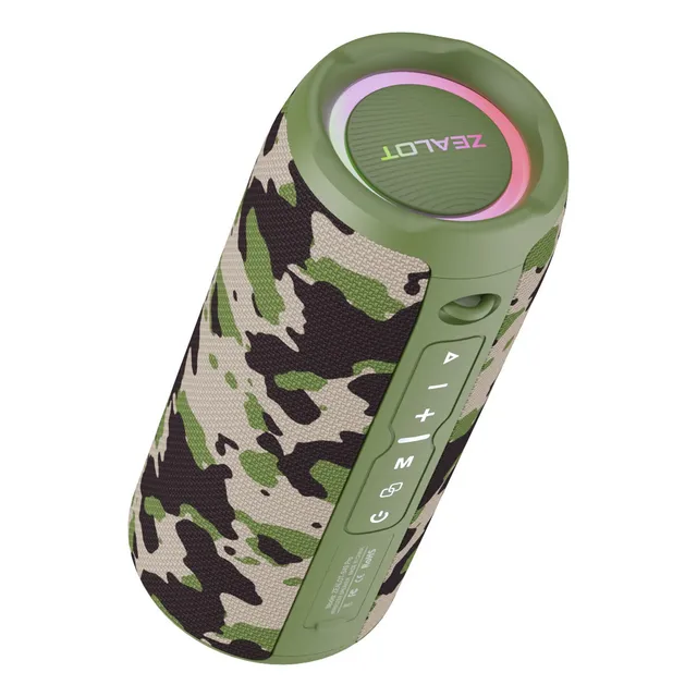 Parlante Portatil Inalambrico Zealot S49 Pro Camo 20w Bt5.2 Color Verde Musgo