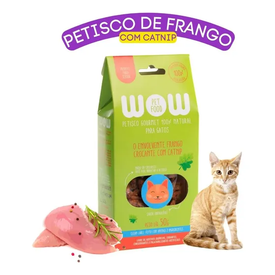 Petisco Gatos Natural Peito Frango Com Catnip Wow Pet Food